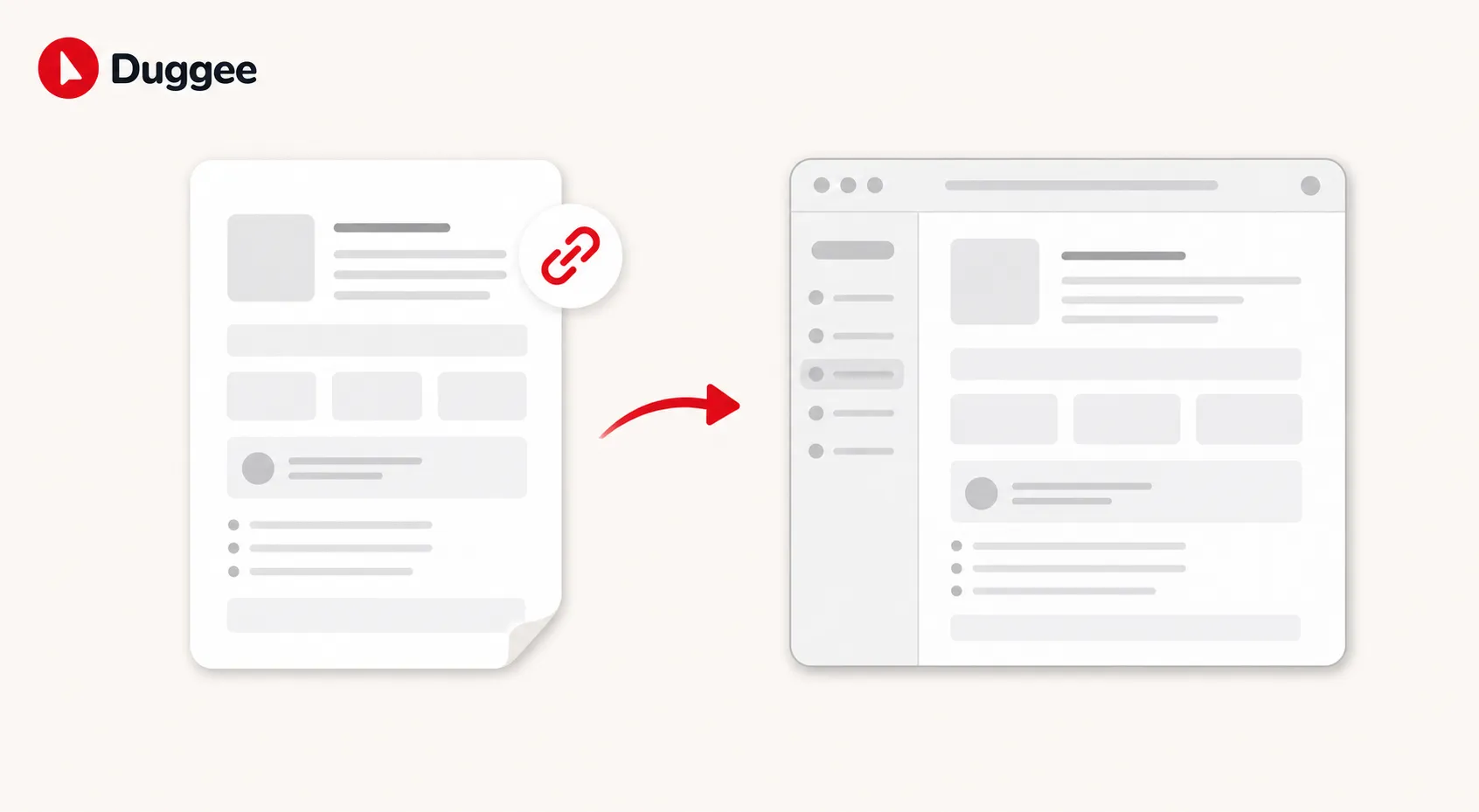 A guide with a crimson link badge opening in another person’s browser.