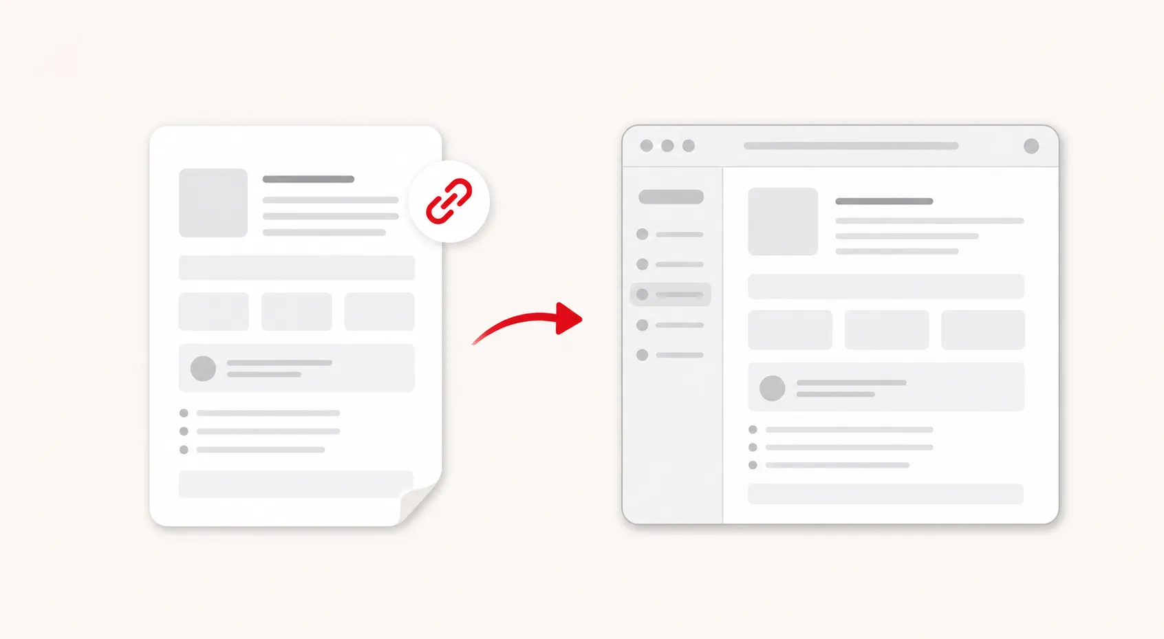 A guide with a crimson link badge opening in another person’s browser.
